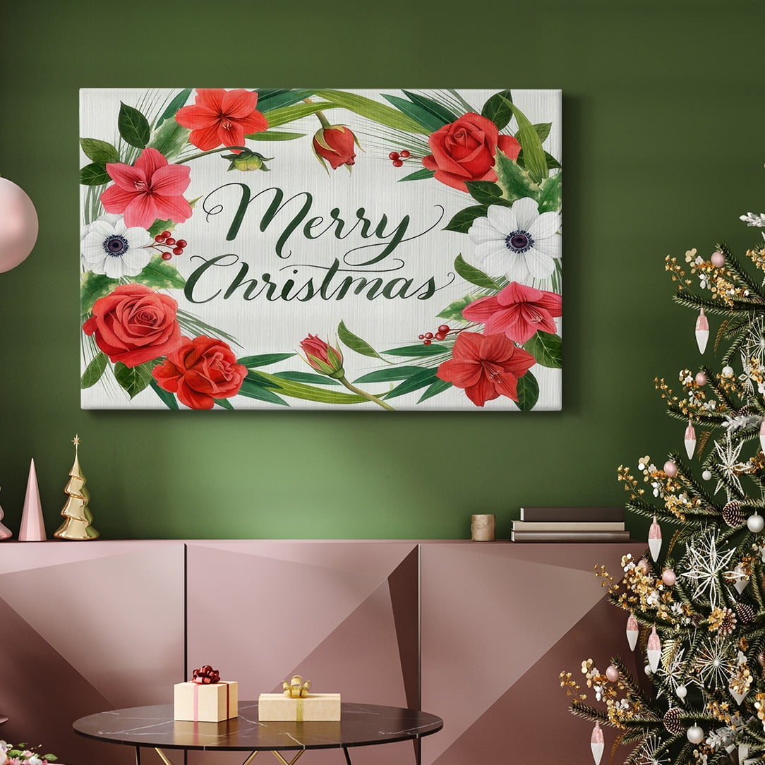 Christmas Flora Wreath Collection A- Gallery Wrapped Canvas