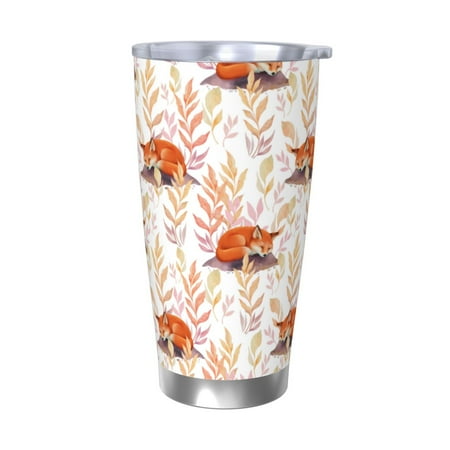 

Vsdgher Cute Sleepy Fox 20 Oz Stainless Steel Vacuum Insulated Travel Mug Coffee Cup for Home Office Outdoor Works Great for Ice Drinks and Hot Beverage -Without Straw