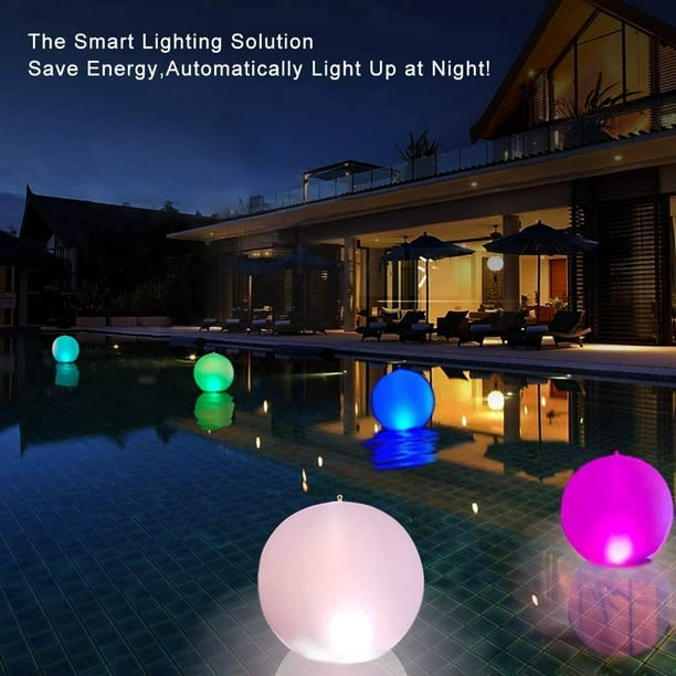 Floating Pool Lights Inflatable Waterproof IP68 Solar Glow Globe,14”  Outdoor Pool Ball Lamp 4 Color Changing LED Night Light, Party Decor for  Swimming