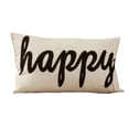 thumbnail image 1 of Fennco Styles Contemproary Embroidered Decorative Throw Pillow Cover 12x20 Inch, Happy, 1 of 2