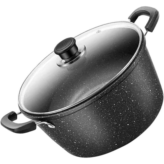 CZQ Kitchen Stockpot Lid Iron Pot for Soup Noodles Non-stick Design Versatile Cookware for Boiling Eggs tant Noodles(Black)