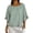 Green, variant on Womens Tops Striped Ruffle Trim Blouse 3/4 Sleeve Round Neck Casual Top Loose Fit Women's Clothing