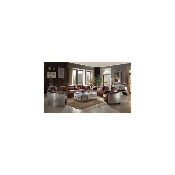HomeStock Gothic Glamour Sofa, Retro Brown Top Grain Leather