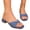 Blue, variant on Women's Crisscross Block Heel Slides, Square Toe Mules, Summer Heels, Women's Splicing Denim Colorblock Low Heel Trendy Business Square Toe Sandal Slip On Casual Comfy Dressy Slipper, Beige 6