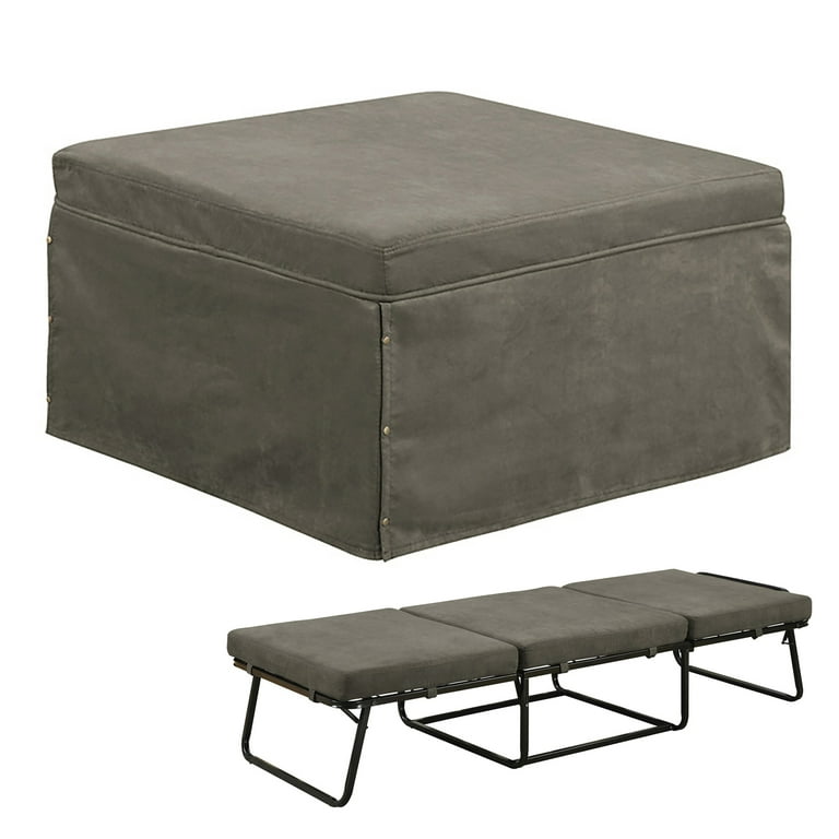 Convenience Concepts Designs4Comfort Folding Bed Ottoman Taupe Microfiber