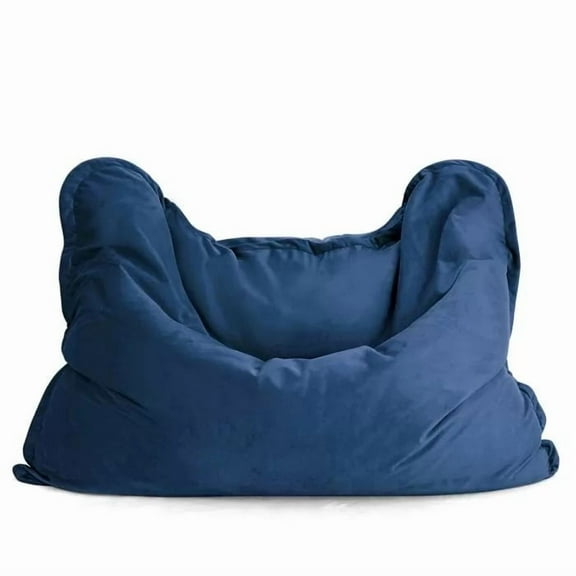 Lotus Lounge Chair Mini Velvet Rectangular Bean Bag Cover - 43" x 55" - Denim Blue