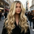 thumbnail image 6 of Dengmore Long Blonde Curly Hair With Bangs Wigs For Women Curly Hair Wig, 6 of 7