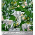 thumbnail image 1 of Soimoi Rayon Crepe Fabric Leaves,Floral & Elephant Animal Print Fabric by Yard 46 Inch Wide, 1 of 1