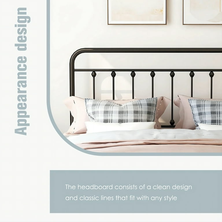 UHOMEPRO Twin Platform Bed Frame with Headboard, Metal Twin