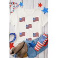 thumbnail image 3 of Women's White Sequin American Flag Patched Casual T-Shirt - Eye-Catching Summer Tee | [ZhiHiMeRi] | (US 20-22)2XL, 3 of 8
