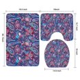 thumbnail image 3 of Blue Pioneer Flower and Paisley Pattern Bathroom Rugs Sets 3 Piece,Toilet Cover Set,Absorbent Non Slip Bathroom Mats Sets with U-Shaped Contour Rug Toilet Rug Set, 3 of 5