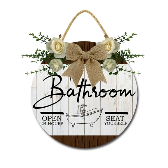 Eveokoki The Bathroom Signs for Bathroom Decor- Modern Farmhouse Bathroom Decor Wall Art- Funny Bathroom Wooden Sign Home Décor,12In
