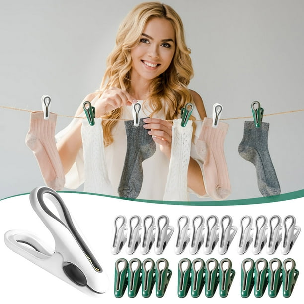 Fiudx Juego de Pinzas de Plástico para La Ropa, con Sujeción Fuerte y Diseño Resistente Al Viento, Revestimiento de Goma Suave para Telas Delicadas, Resistentes y Duraderas, Pinzas de Secado Doméstic