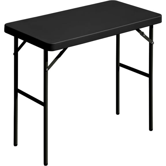 Folding Table 2.7ft Rectangular HDPE and Steel Portable Event Table Black