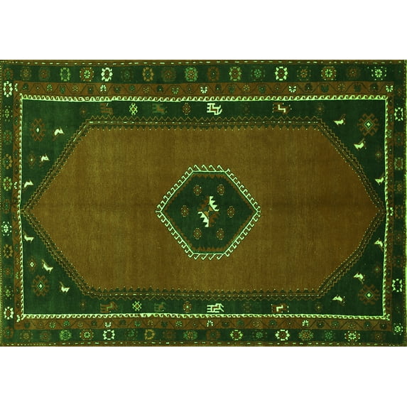 Ahgly Company Indoor Rectangle Persian Green Traditional Area Rugs, 8' x 10'