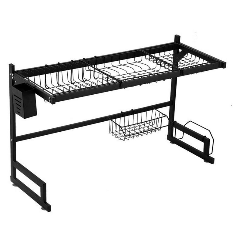 Fantastic 2 Tier Adjustable Over Sinks Dish Drying Rack, Full Stainless  Steel Shelf, Black and Silver Over Sinks Dry Rack - AliExpress