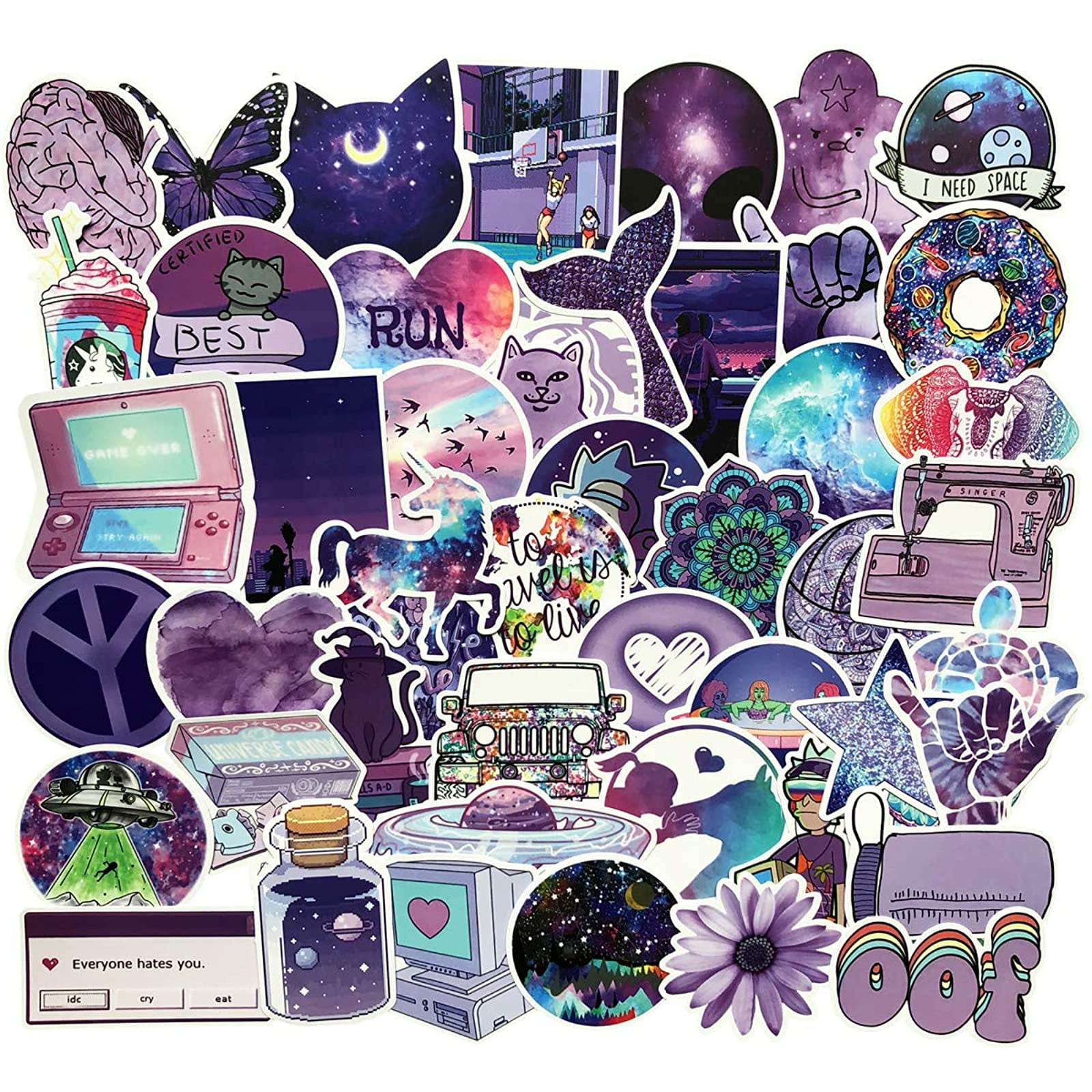 Stickers For Water Bottles Big 53 Pack Cute Waterproof Aesthetic Trendy Stickers For Teens Girls Perfect For Waterbottle Laptop Phone Travel Extra Durable 100 Vinyl Charming Girl Walmart Com