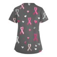 thumbnail image 4 of WTOBBY Women's Stylish Cross V-Neck Short Sleeve Work Overalls with Double Layer Pockets Printed Scrub Top, Functional Nursing Uniform Apparel Comfortable for Long Hours ,Light Gray 3XL, 4 of 5