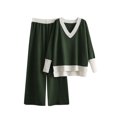 thumbnail image 2 of Wlynlyn Women 2 Piece Sweater Set Long Sleeve V Neck Pullover Top Wide Leg Pant Casual Outfits Loungewear, 2 of 4