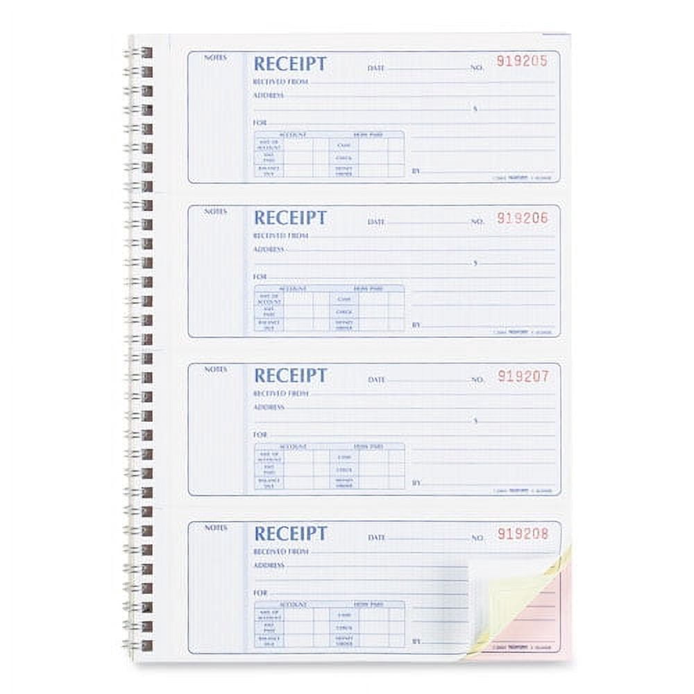 Money Receipt Book, Three-Part Carbonless, 7 X 2.75, 4/page, 100 Forms | Bundle of 2 Each