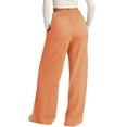 thumbnail image 5 of Puntoco Pants for women Womens Wide Leg Sweatpants High Waisted Baggy Lounge Pants Drawstring Athletic Flared Joggers with Pockets Orange 4(S), 5 of 9
