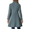 thumbnail image 3 of INSPIRE CHIC Women's Velvet A-Line Coat Double Breasted Stand Collar Mid-Length Winter Trench Coat L Cadet Gray, 3 of 6