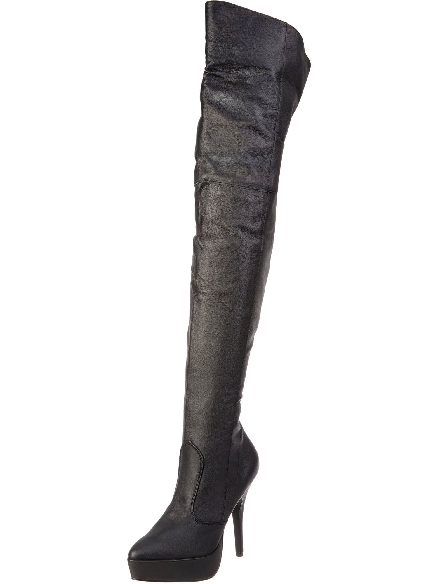 mid thigh black boots