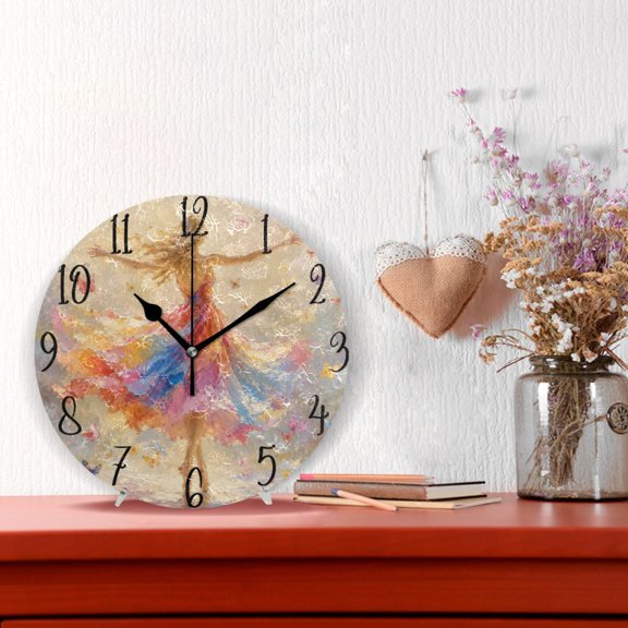 10" Quartz Indoor Wall Clock Silent Mechanism / Rainbow Dress Dancer Print
