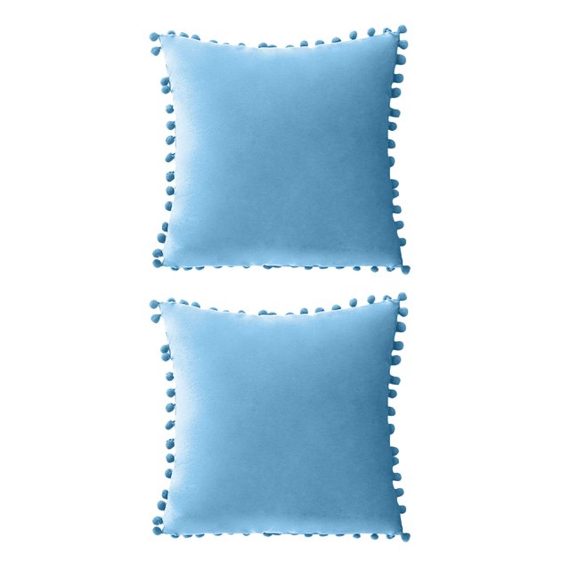 Paquete de 2 fundas de almohada de chenilla suave con pompones de 18.0 x 18.0 in