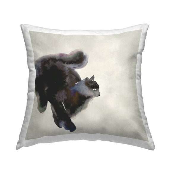 Stupell Industries Black Cat Watercolor Decorative Printed Throw Pillow Design by Melissa Wang .