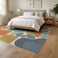 thumbnail image 3 of ODIKA 6'x9' Teal Orange Abstract Geometric Harmony Washable Area Rug Mid Century Modern Inspired Visual Aesthetics Easy Care, Non-Shedding, for Queen Size Bedroom Under Bed Master Suite, 3 of 7