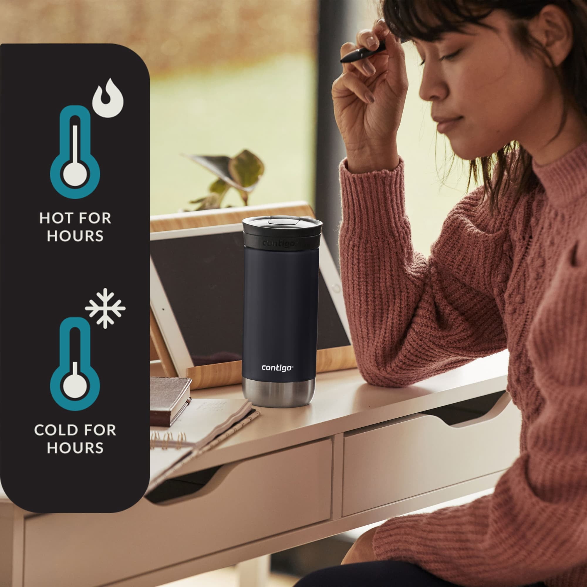 (4 pack) Contigo 16 oz. Huron 2.0 SnapSeal Stainless Steel Travel Mug - Licorice