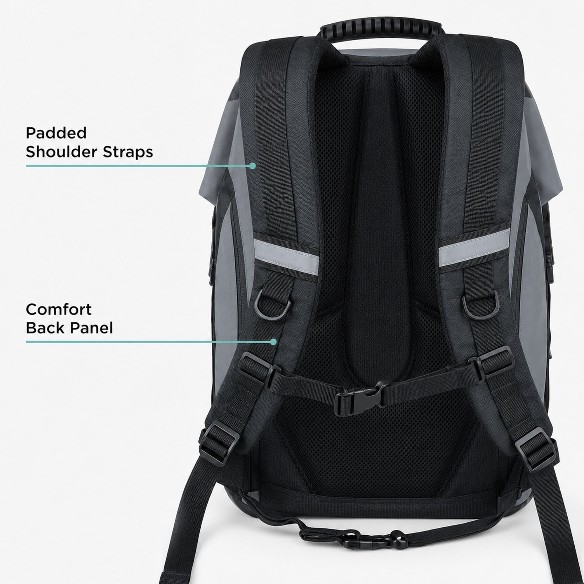 30L Waterproof Dry Bag Backpack with Roll-Top Closure, Front Mesh Pocket and Padded Straps, Gray