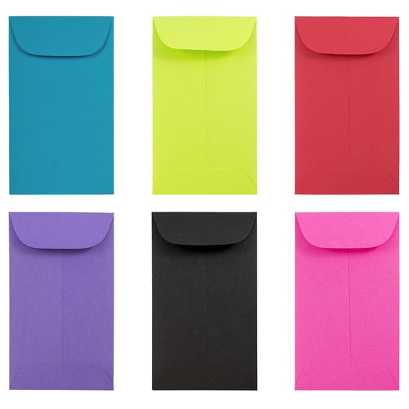 JAM Paper #3 Coin Envelopes, 2.5x4.3, Assorted, 150/Pack