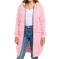 thumbnail image 2 of Women's Full Zip Plus Size Hoodie - Long Oversized Fleece Lined Sweatshirt, Fall Winter Hooded Jacket with Pockets, Long Sleeve Warm Outfits for Daily Wear Pink 5XL, 2 of 4