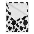 thumbnail image 2 of Cow Print Soft Flannel Fleece Throw Blanket, Cattle Skin Pattern Scattered Spots Animal Hide Plain and Pasture Theme, Cozy Plush for Indoor and Outdoor Use, 50" x 70", White Black, by Ambesonne, 2 of 5