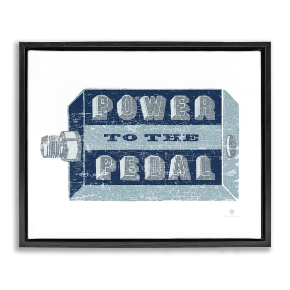 Stupell Industries Mid-Century Power To Pedal Cycling Black Floating Frame Canvas Art, 21 x 17, by Peter Horjus