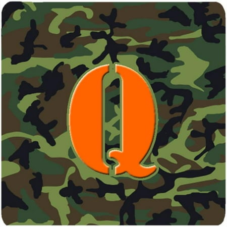 

Monogram - Camo Green Foam Coasters Initial Letter Q - Set 4 3.5 x 3.5 In.