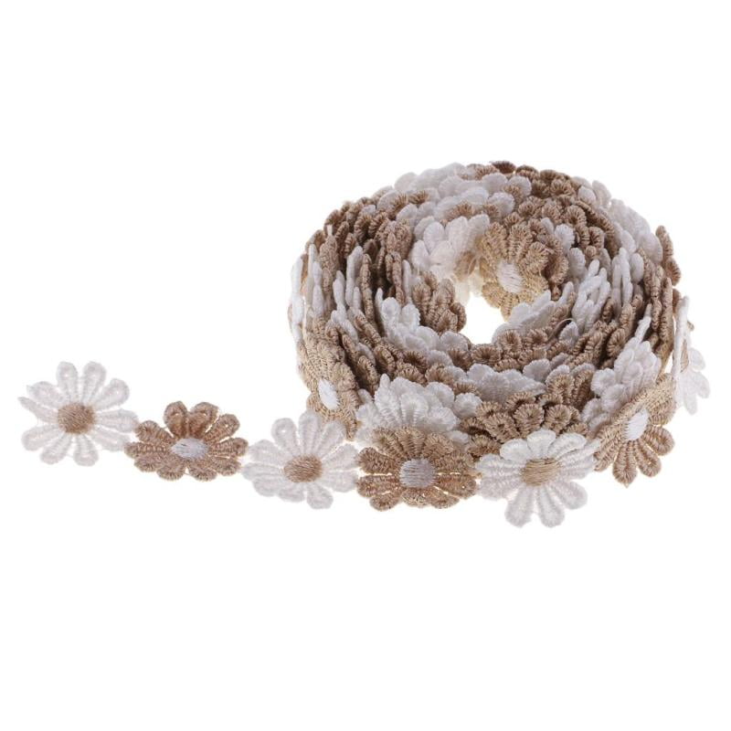 3 Yds Sun Flower Lace Edge Trim Ribbon Edging Trimmings Embroidered Applique