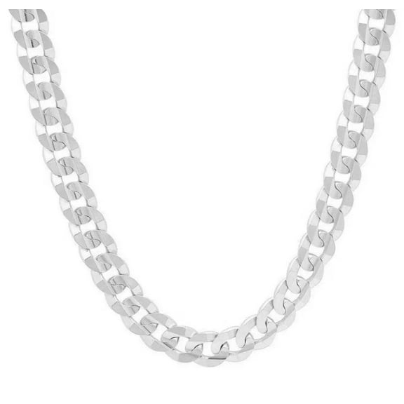 ADIRFINE 925 Solid Sterling Silver 9mm Curb Cuban Link Chain