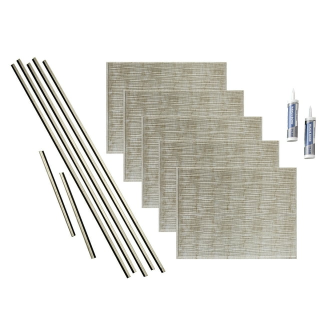 FASÄDE Ripple Decorative Vinyl Backsplash 15 sq ft Kit in Vintage Metal