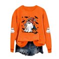 thumbnail image 5 of Tween Girls Ghost Floral Graphic Pullovers Fall Long Sleeve Sweatshirts Youth Crewneck Slouchy Tops Kids Halloween Themed Casual Shirts Holiday Festival Clothes, Size 11-12, 5 of 5