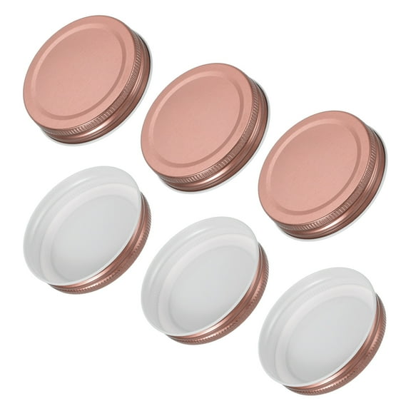 Uxcell 6Pcs Tinplate Canning Lid with Label for Regular Mason Jars Rose Gold(70mm)