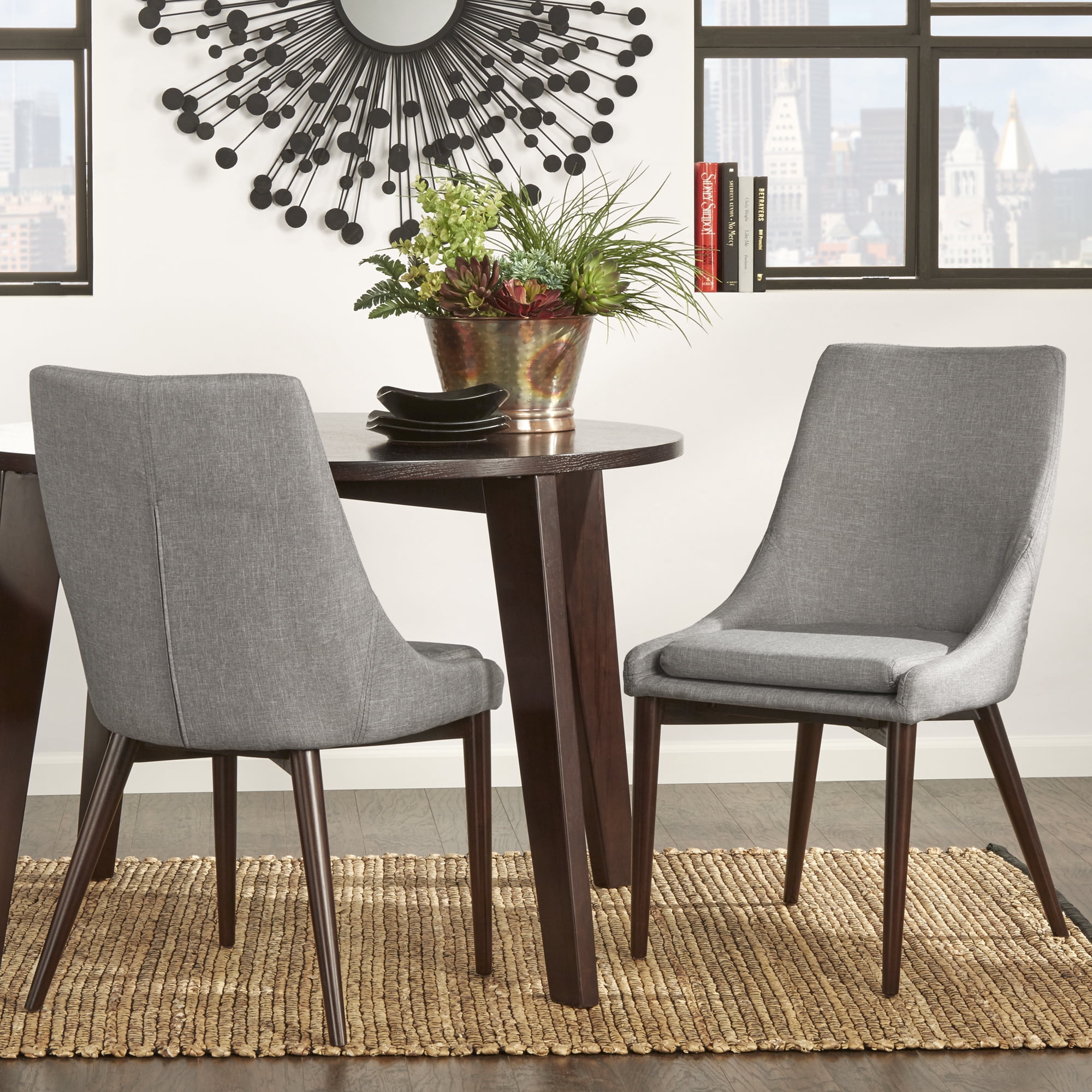 Chelsea Lane Baxter Linen Dining Chair, Set of 2, Light Gray
