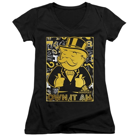 Monopoly Own Junior Women's V-Neck T-Shirt Black