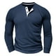 thumbnail image 4 of pstuiky Camisas casuales de manga larga para hombre, Camisa informal de manga larga con cuello redondo y botones de color liso para hombre Tops casuales para hombres xxl, 4 of 8