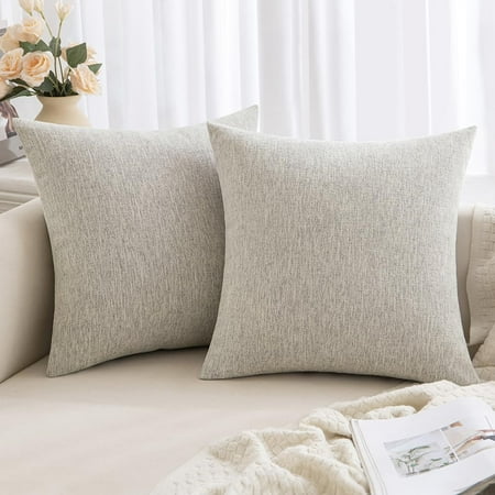 

MIULEE Pack of 2 Beige Decorative Pillow Covers 16x16 inch Soft Chenille Couch Throw Pillows Farmhouse Cushion Covers for Sofa Bedroom Living Room