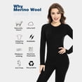 thumbnail image 3 of Woolcano Women’s 100% Merino Wool Base Layer Set Lightweight Thermal Underwear for Ski Winter Outdoor, 3 of 6