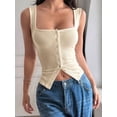 thumbnail image 5 of Button Up Tank Tops for Women Ribbed Sleeveless Button Down Shirts Vest Y2k Crop Top Basic Fitted Vest S, 5 of 7