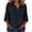 Dark Blue-women 3/4 sleeve tops, variant on Women's Linen Blouse 3/4 Batwing Sleeve V Neck Casual Tunic Top Side Split Solid Color Cotton Gauze Tops